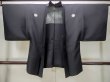 Photo1: M1128P Vintage Japanese   Black HAORI short jacket / Silk.    (Grade D) (1)