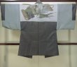 Photo3: M1128R Vintage Japanese  Bluish Gray HAORI short jacket / Silk. Tortoise-shell pattern(Hexagonal pattern)   (Grade B) (3)