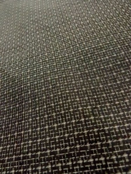 Photo6: M1128T Vintage Japanese  Dark Brown HAORI short jacket / Silk. Quadrangle   (Grade D) (6)