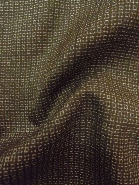 Photo7: M1128U Vintage Japanese   Brown HAORI short jacket / Silk. Abstract pattern   (Grade D) (7)