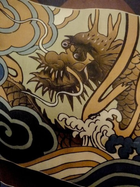 Photo11: M1128U Vintage Japanese   Brown HAORI short jacket / Silk. Abstract pattern   (Grade D) (11)