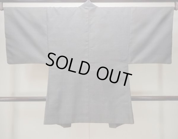 Photo2: M1128V Vintage Japanese  Bluish Gray HAORI short jacket / Silk. Abstract pattern   (Grade C) (2)