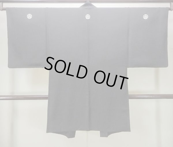 Photo2: M1128X Vintage Japanese   Black HAORI short jacket / Silk.  Lining: satin  (Grade A) (2)