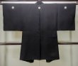 Photo2: M1128Y Vintage Japanese   Black HAORI short jacket / Silk.    (Grade B) (2)
