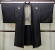 Photo1: M1128Z Vintage Japanese   Black HAORI short jacket / Silk.    (Grade B) (1)
