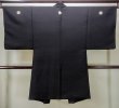 Photo2: M1128Z Vintage Japanese   Black HAORI short jacket / Silk.    (Grade B) (2)