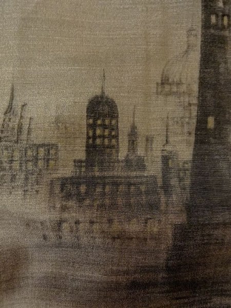 Photo9: M1128Z Vintage Japanese   Black HAORI short jacket / Silk.    (Grade B) (9)