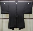 Photo2: M1129B Vintage Japanese   Black HAORI short jacket / Silk.    (Grade D) (2)