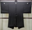 Photo2: M1129B Vintage Japanese   Black HAORI short jacket / Silk.    (Grade D) (2)