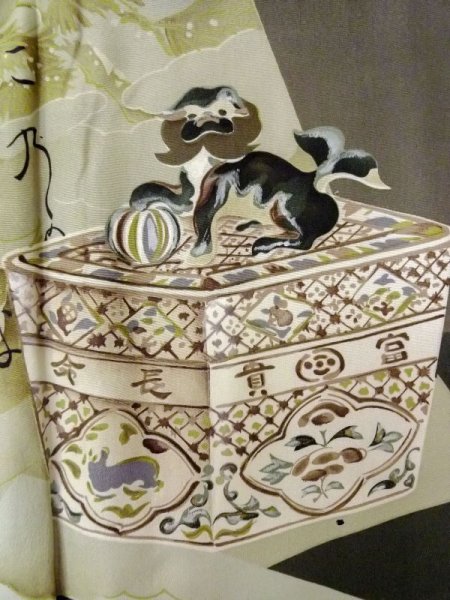 Photo8: M1129B Vintage Japanese   Black HAORI short jacket / Silk.    (Grade D) (8)