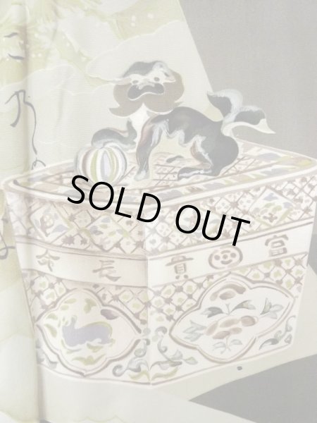 Photo8: M1129B Vintage Japanese   Black HAORI short jacket / Silk.    (Grade D) (8)