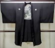 Photo1: Mint M1129D Vintage Japanese   Black HAORI short jacket / Silk.    (Grade A) (1)