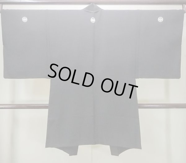 Photo2: Mint M1129D Vintage Japanese   Black HAORI short jacket / Silk.    (Grade A) (2)