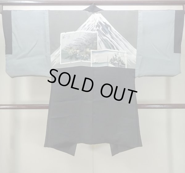 Photo3: Mint M1129D Vintage Japanese   Black HAORI short jacket / Silk.    (Grade A) (3)