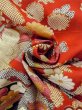 Photo20: M1207A Vintage Japanese women   Red FURISODE long-sleeved / Silk. Peony,   (Grade B) (20)