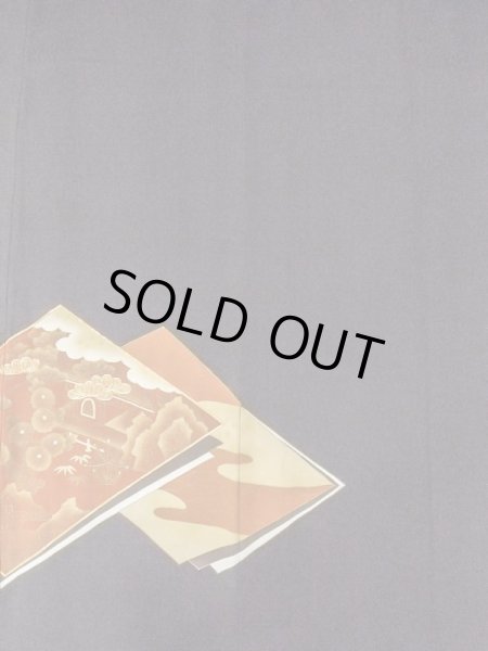 Photo6: Mint M1207B Vintage Japanese women   Black TOMESODE formal / Silk. Peony,   (Grade A) (6)