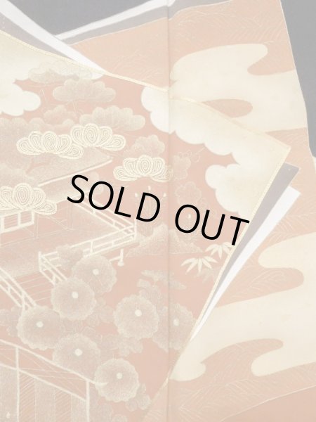 Photo7: Mint M1207B Vintage Japanese women   Black TOMESODE formal / Silk. Peony,   (Grade A) (7)