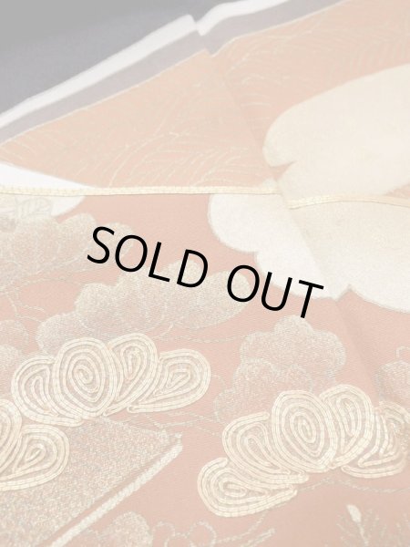 Photo14: Mint M1207B Vintage Japanese women   Black TOMESODE formal / Silk. Peony,   (Grade A) (14)