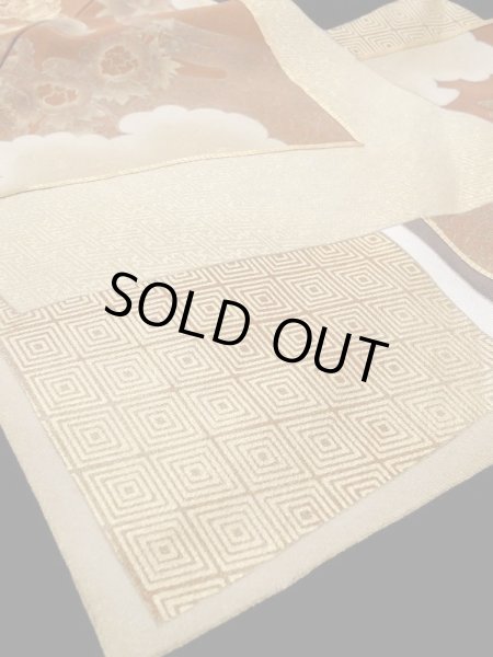 Photo16: Mint M1207B Vintage Japanese women   Black TOMESODE formal / Silk. Peony,   (Grade A) (16)