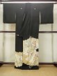 Photo2: M1207D Used Japanese women   Black TOMESODE formal / Silk. Peony,   (Grade B) (2)