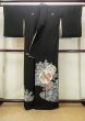 Photo2: M1207E Used Japanese women   Black TOMESODE formal / Silk. Chrysanthemum,   (Grade B) (2)