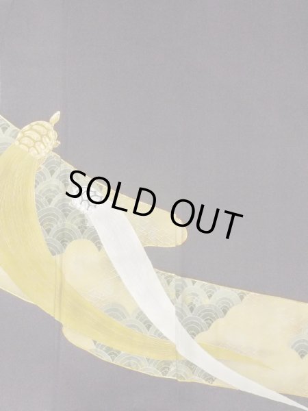 Photo5: M1207F Vintage Japanese women   Black TOMESODE formal / Silk. Wave,   (Grade B) (5)