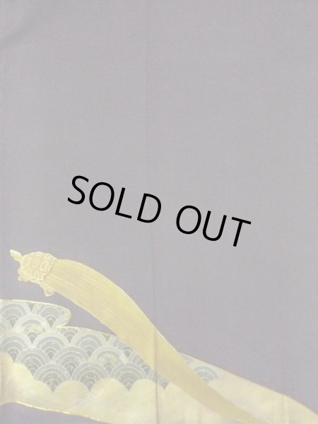 Photo6: M1207F Vintage Japanese women   Black TOMESODE formal / Silk. Wave,   (Grade B) (6)