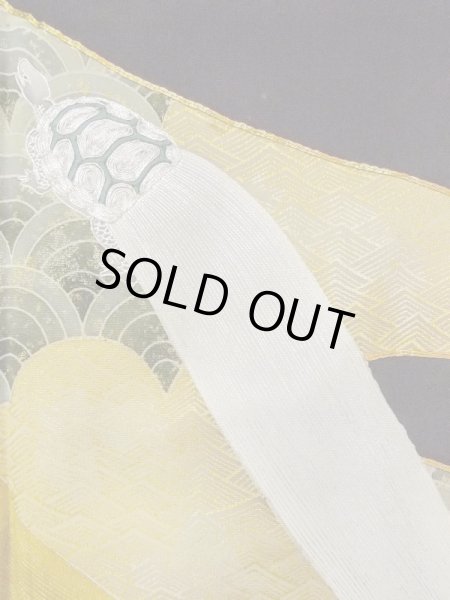 Photo8: M1207F Vintage Japanese women   Black TOMESODE formal / Silk. Wave,   (Grade B) (8)