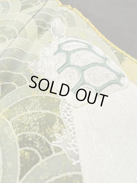 Photo12: M1207F Vintage Japanese women   Black TOMESODE formal / Silk. Wave,   (Grade B) (12)