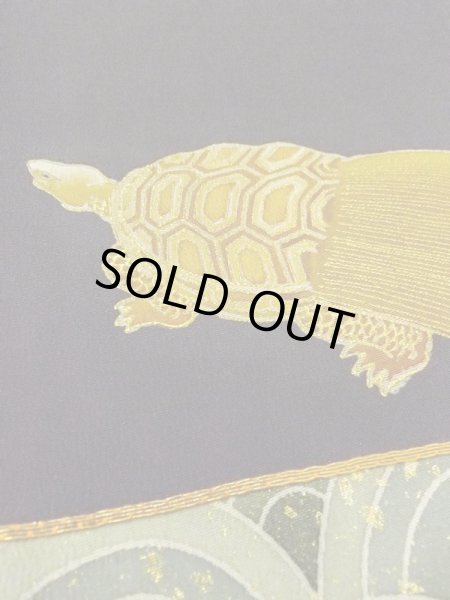 Photo15: M1207F Vintage Japanese women   Black TOMESODE formal / Silk. Wave,   (Grade B) (15)