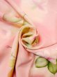 Photo19: M1207G Vintage Japanese women  Shiny Pink HOUMONGI formal / Silk. Leaf,   (Grade C) (19)