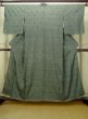 Photo1: Mint M1207H Vintage Japanese women  Dark Green KOMON dyed / Silk. Plaid Checks   (Grade A) (1)