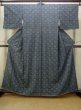 Photo1: M1207I Vintage Japanese women  Dark Olive KOMON dyed / Silk. KIRI paulownia The lining has a few soils, stains or turned yellow.  (Grade B) (1)