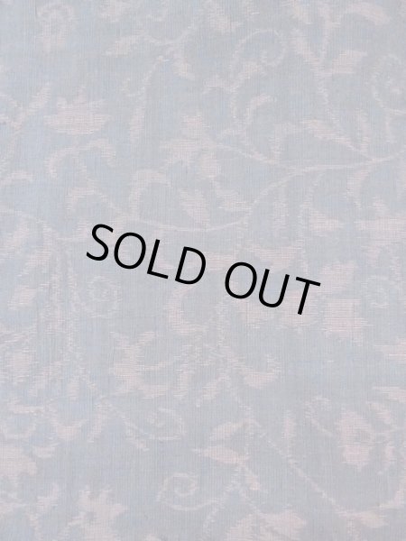 Photo3: M1207L Vintage Japanese women  Grayish Navy Blue ORI woven / Silk. Flower,   (Grade B) (3)