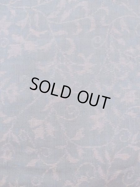 Photo4: M1207L Vintage Japanese women  Grayish Navy Blue ORI woven / Silk. Flower,   (Grade B) (4)