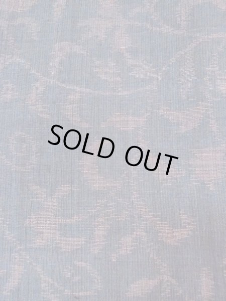 Photo5: M1207L Vintage Japanese women  Grayish Navy Blue ORI woven / Silk. Flower,   (Grade B) (5)