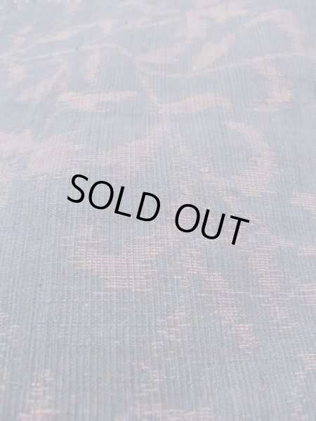 Photo9: M1207L Vintage Japanese women  Grayish Navy Blue ORI woven / Silk. Flower,   (Grade B) (9)