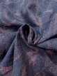 Photo11: M1207L Vintage Japanese women  Grayish Navy Blue ORI woven / Silk. Flower,   (Grade B) (11)