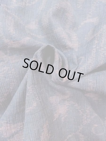 Photo11: M1207L Vintage Japanese women  Grayish Navy Blue ORI woven / Silk. Flower,   (Grade B) (11)