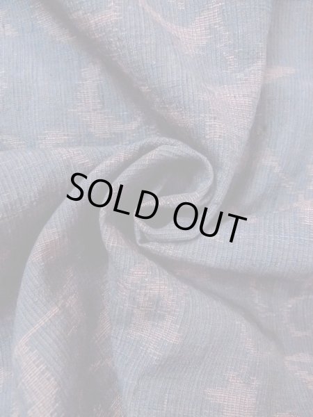 Photo12: M1207L Vintage Japanese women  Grayish Navy Blue ORI woven / Silk. Flower,   (Grade B) (12)