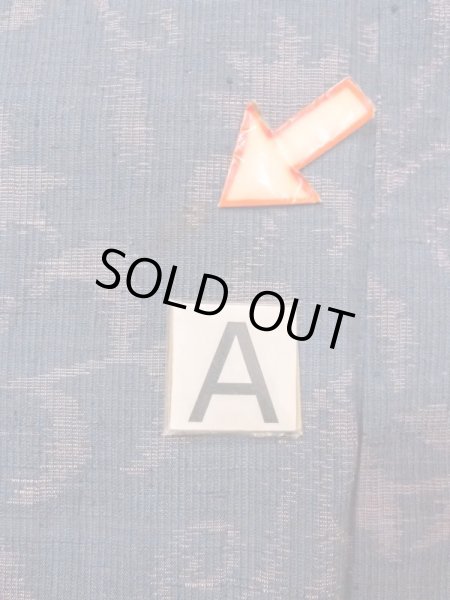 Photo14: M1207L Vintage Japanese women  Grayish Navy Blue ORI woven / Silk. Flower,   (Grade B) (14)