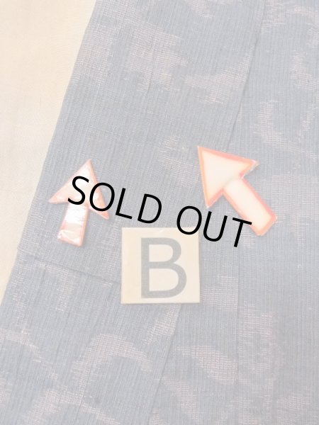 Photo15: M1207L Vintage Japanese women  Grayish Navy Blue ORI woven / Silk. Flower,   (Grade B) (15)