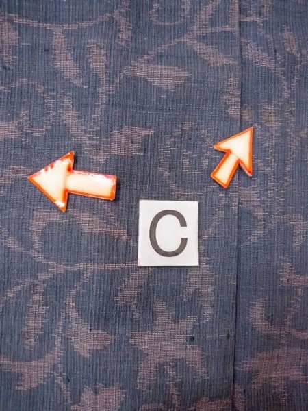 Photo16: M1207L Vintage Japanese women  Grayish Navy Blue ORI woven / Silk. Flower,   (Grade B) (16)