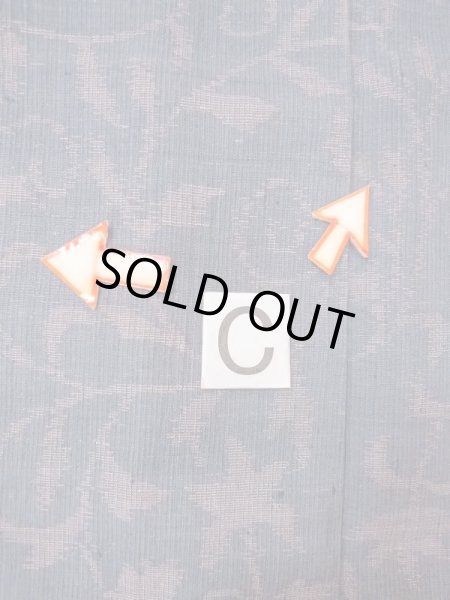 Photo16: M1207L Vintage Japanese women  Grayish Navy Blue ORI woven / Silk. Flower,   (Grade B) (16)