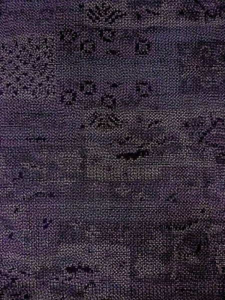 Photo3: M1207P Used Japanese women  Dark Multi Color TSUMUGI pongee / Silk. Flower,   (Grade B) (3)