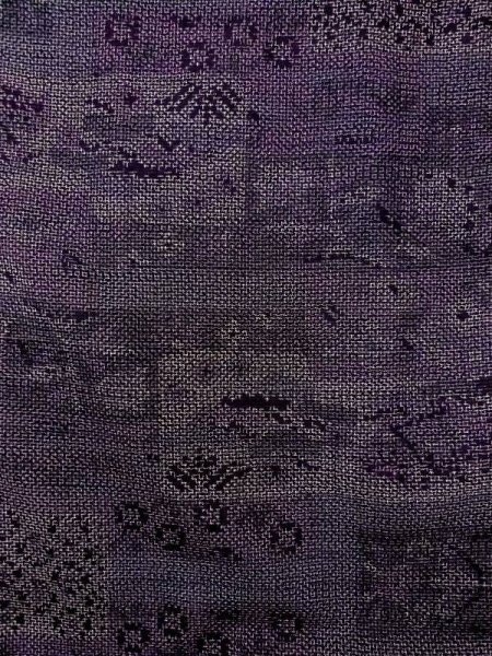 Photo4: M1207P Used Japanese women  Dark Multi Color TSUMUGI pongee / Silk. Flower,   (Grade B) (4)