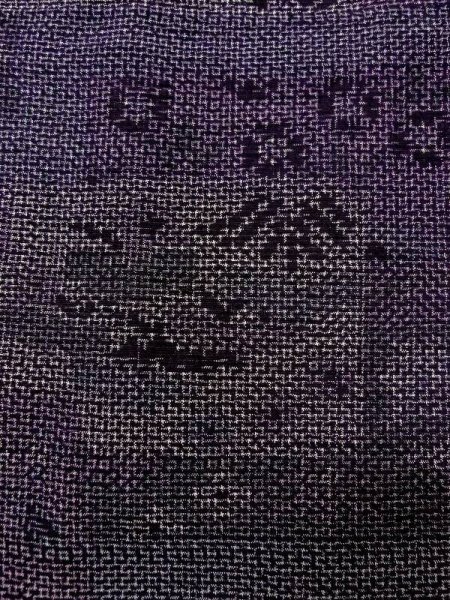 Photo5: M1207P Used Japanese women  Dark Multi Color TSUMUGI pongee / Silk. Flower,   (Grade B) (5)