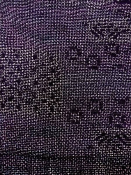 Photo7: M1207P Used Japanese women  Dark Multi Color TSUMUGI pongee / Silk. Flower,   (Grade B) (7)