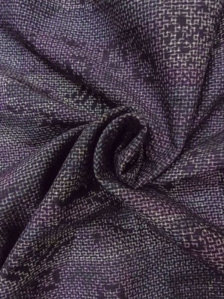 Photo11: M1207P Used Japanese women  Dark Multi Color TSUMUGI pongee / Silk. Flower,   (Grade B) (11)