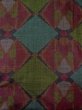 Photo3: M1207Q Used Japanese women  Dark Multi Color OSHIMA-TSUMUGI / Silk. Geometrical pattern   (Grade A) (3)